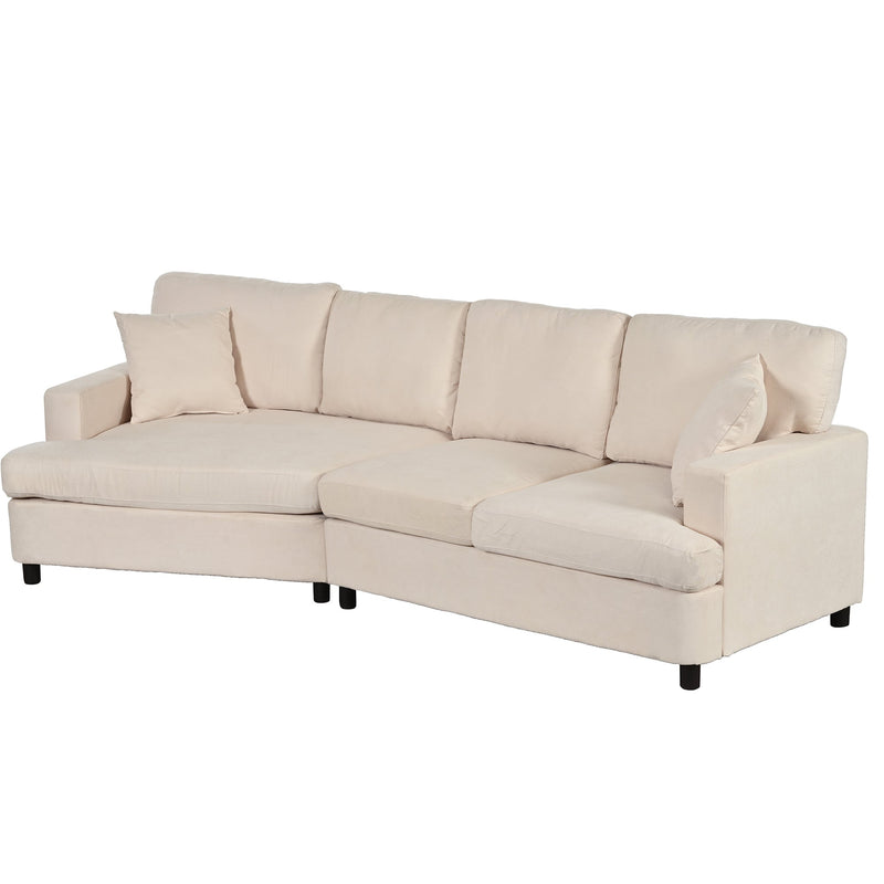 3 Seat Streamlined Sofa with Removable Back and Seat Cushions and 2 pillows, for Living Room, Office, Apartment
