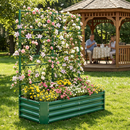 4x2x1FT Galvanized Raised Garden Bed with Arch Trellis