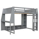 Gaming Loft Bed With Desk, Multi Storage Shelves, LED Lighting, And Hanging Clothes Rack by Unique Piece Furniture