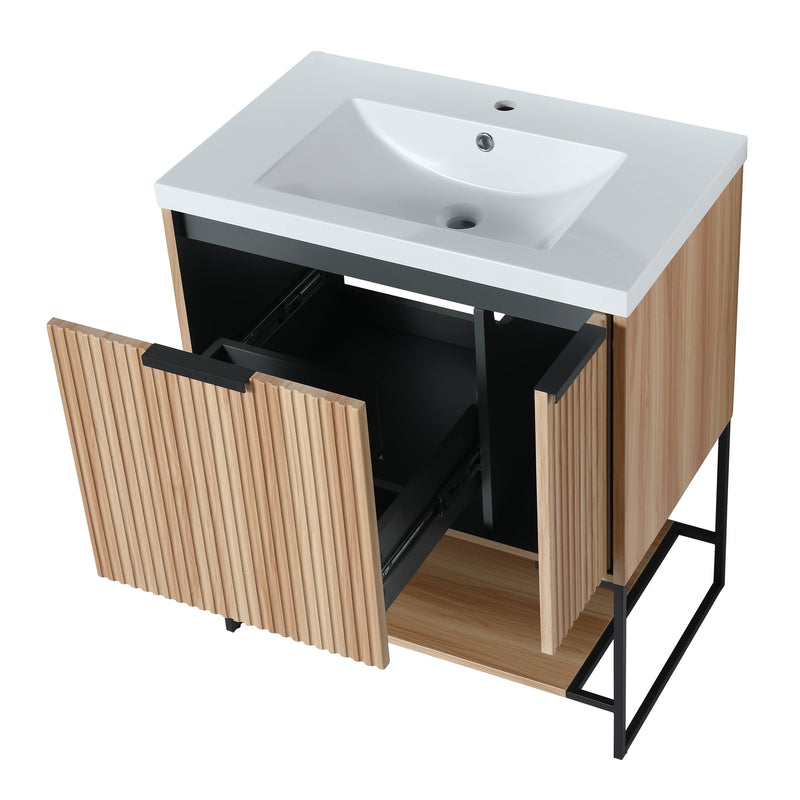 30 Inch Freestanding Bathroom Vanity With Resin Basin, 30x18