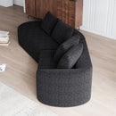 Upholstered Oversized Sectional Sofa, 4 Seater Extra Deep & Wide Seat Curved Cloud Couch With 4 Throw Pillows, Free Combination Living Room - Black by HouseOfZazla