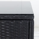 6 Pieces PE Rattan sectional Outdoor Furniture Cushioned Sofa Set with 3 Storage Under Seat Black Wicker + Dark Grey Cushion