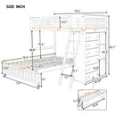 Bunk Bed With 6 Drawers And Flexible Shelves, Bottom Bed With Wheels by Unique Piece Furniture