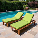 2 Piece Outdoor Chaise Lounge Chair Cushion Set With Pillow, Replacement Patio Seat Cushions - Apple Green by HouseOfZazla