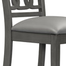 5-piece Dining Round Table Set with One Faux Marble Top Dining Table and Four PU-leather Chairs,Grey