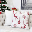 Christmas Throw Pillow With Embroidered Reindeer And Snowflakes - White by Unique Piece Furniture