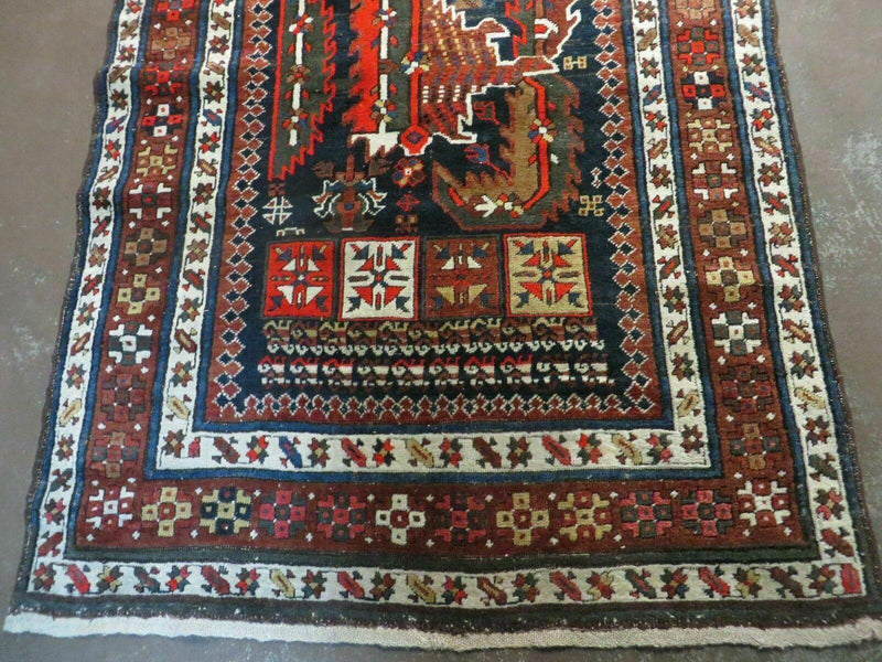 3' 7" X 14' Antique Handmade Caucasian Wool Rug Carpet Nice