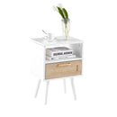 15.75" Rattan End Table With Drawer And Solid Wood Legs, Modern Nightstand, Side Table For Living Room, Bedroom by Unique Piece Furniture