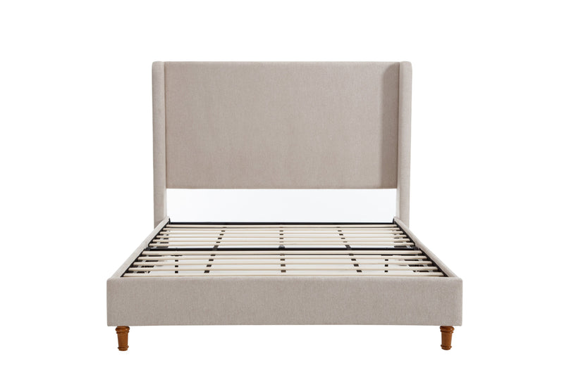 Walker Edison - Harper Tall Headboard Upholstered Bed / 54" High Headboard / Elegant Simplicity  / No Box Spring Needed / Easy Assembly / Queen / Light Gray Chenille