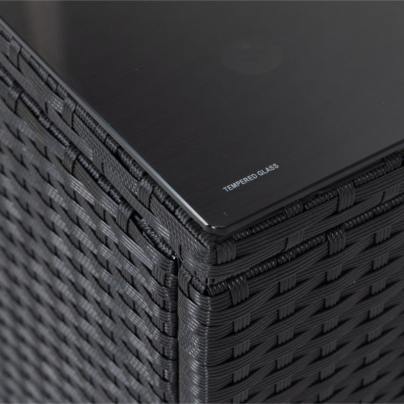 6 Pieces PE Rattan sectional Outdoor Furniture Cushioned Sofa Set with 3 Storage Under Seat Black Wicker + Dark Grey Cushion