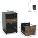 2 Drawer Mobile File Cabinet With Lock, Rolling Printer Stand For Letter Size Files - Black / Brown by HouseOfZazla