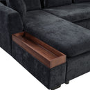 Modern L Shaped Sectional Sofa With Upholstery And Wooden Storage by HouseOfZazla