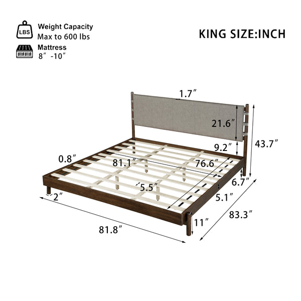 Modern King Bed Frame Set with 2 Nightstands - Wood Bedroom Set, photo 2 of 10