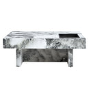 A modern and practical coffee table, black and white in imitation marble pattern, made of MDF material. The fusion of elegance and natural fashion 31.4"x 31.4"x 12 "