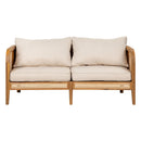 Kirkby - Bohemian Outdoor Patio Cushioned Sofa Weatherproof 56.25In - Teak / Beige