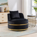 360 Degree Swivel Accent Chair Velvet Modern Upholstered Barrel Chair Over-Sized Soft Chair with Seat Cushion for Living Room, Bedroom, Office, Apartment, Black