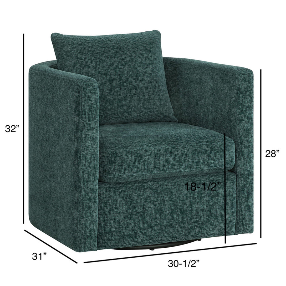 Sutton - Swivel Barrel Chair - Peacock, photo 13 of 13