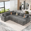 Sectional Sofa Pull-Out Sofa Bed Sleeper With A Storage Ottoman, Three Pillows And Charging Devices For Living Room by HouseOfZazla