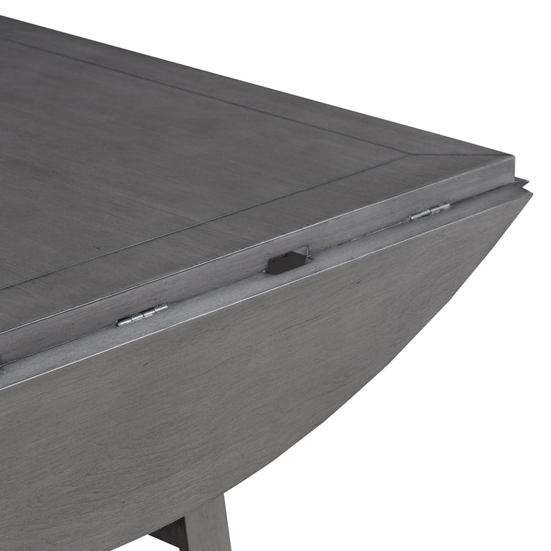 5-Piece Counter Height Dining Table Set in 2 Table Sizes with 4 Folding Leaves and 4 Upholstered Chairs for Dining Room (Gray+Beige Cushion)