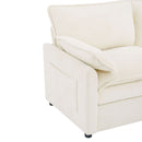 Modern Sofa Set With Double Layer Cushion And Side Storage Pockets