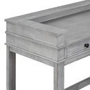 4-piece Dining Bar Table Set with 3 Upholstered Stools, Multifunctional Dining Table with 3 Drawers (Gray)