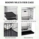 2-Level Small Animal Cage Rabbit Hutch with Wheels, Removable Tray, Platform and Ramp for Bunny, Chinchillas, Ferret, Black