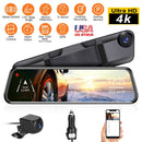 4K Car DVR 12in Dash Cam Camcorder Camera Recorder with 170¡ Angle Loop Recording Motion Detection Night Vision Voice Control APP Control G-sensor