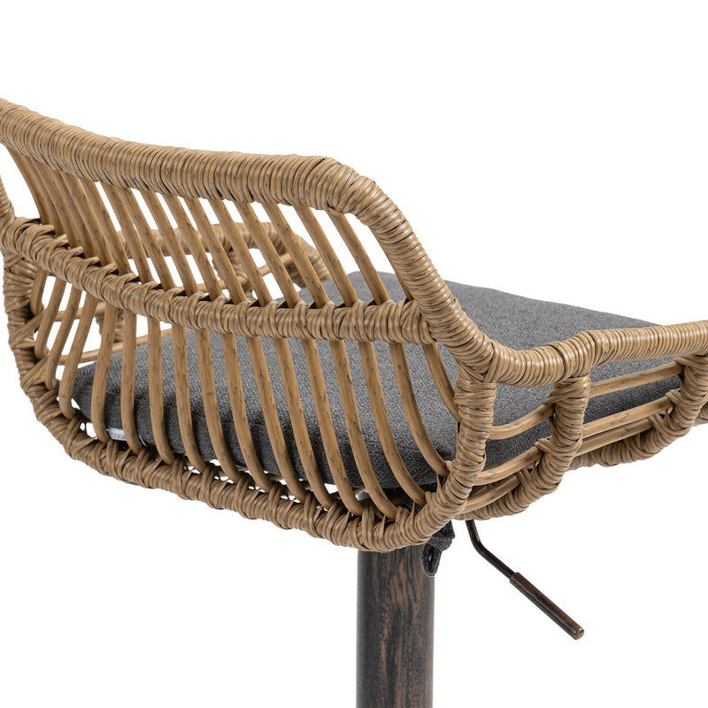 COOLMORE Modern Swivel Bar Stools Set of 2 Adjustable Counter Height Chairs with Footrest in Gray Linen