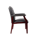 Leather Reception Guest Chairs With Padded Seat And Arms Ergonomic Mid-Back Office Executive Side Chair For Meeting Waiting Room Conference Office Guest Chairs - Black by HouseOfZazla