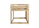 Solid Wooden, Solid Rubber Wooden Twin over Twin Floor Bunk Bed with Ladder, with Bed Platform of Strengthened Slats  , Natural