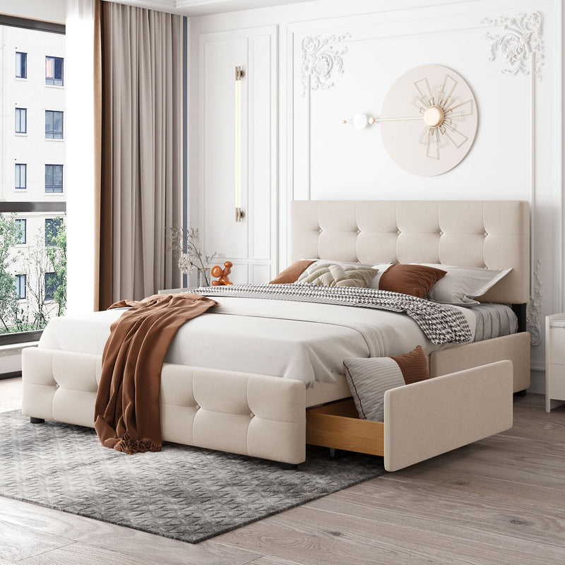 Walker Edison | Upholstered Platform Bed with Storage