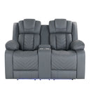 Raize - 10 Power Console Reclining Loveseat With LED - Gray by HouseOfZazla