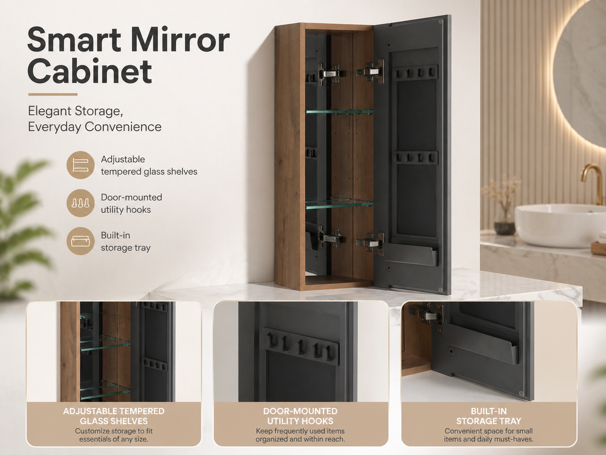 10'' Bathroom Mirror Cabinet with Storage, photo 3 of 10