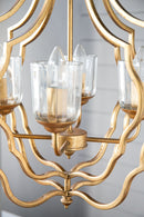 4 Light Metal Chandelier, Hanging Light Fixture With Adjustable Chain For Kitchen, Bulb Not Included - Gold by HouseOfZazla