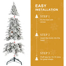 8 FT Flocked PE/PVC Christmas Tree with 44 Natural Pine Cones
