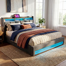 Upholstered Platform Bed With A Hydraulic Storage System, LED And USB Charging (Without Mattress) by Unique Piece Furniture