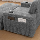 Oversized Chaise Lounge Indoor Rabbit Fur Sofa Bed With Storage Ottoman And Armrests Cup Holders With Deep Seat by HouseOfZazla