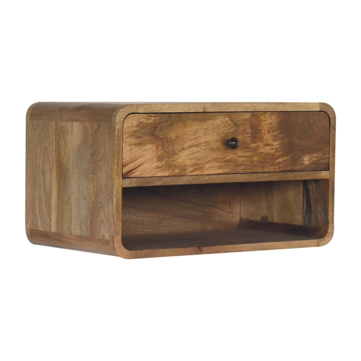 Solid Wood Large Floating Curve Open Slot Bedside, photo 3 of 10