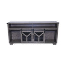 65.3" TV Stand with LED Light Strips and Iron Mesh Barn Door