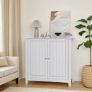 Mid Century Modern Double Door Storage Cabinet With Knobs - White by HouseOfZazla