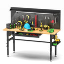 Adjustable Height Workbench, Includes Drawers, Power Outlet, LED Light, Wheels Or Leveling Feet - Black by HouseOfZazla