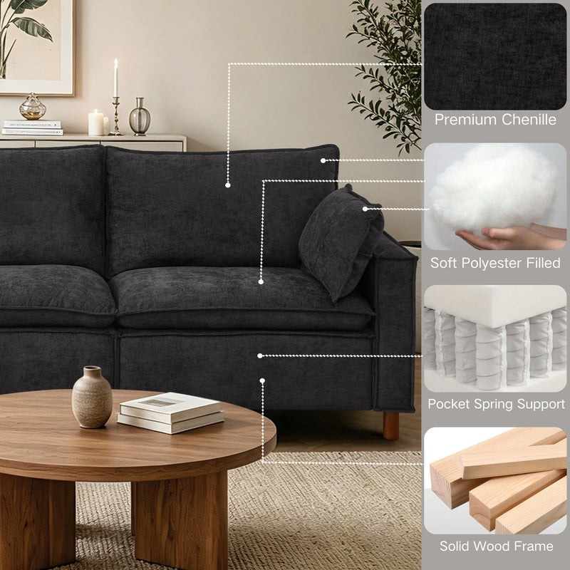 108.5" Modular Sectional L Shape Sofa with Movable Ottoman, photo 9 of 10