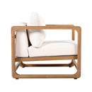 Acacia Wood Lounge Chair with Cushions & Cross-Stretcher Side Table Set