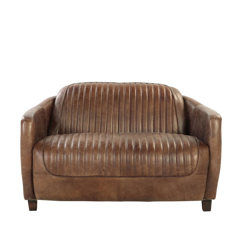 Brancaster - Grain Leather Loveseat - Brown, photo 6 of 7
