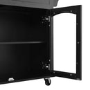 54.2'' Mobile Kitchen Island with Glass Door Storage & Trash Bin