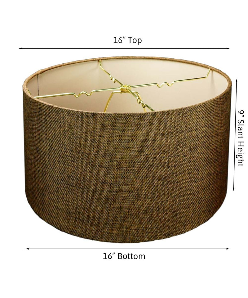 Chocolate Burlap Hardback Drum Lampshade 16"x16"x8"