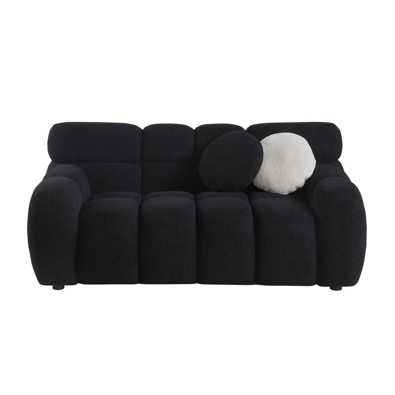 64.96 length, 35.83" deepth, human body structure for USA people, marshmallow sofa,boucle sofa, 2 seater, BEIGE BOUCLE