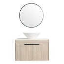 30" Modern Design Float Bathroom Vanity With Ceramic Basin Set, Wall Mounted White Oak Vanity With Soft Close Door, KD-PackingD-Packing Pieces