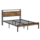 Metal Platform Bed Frame With Wooden Headboard And Footboard With USB Liner, No Box Spring Needed, Under Bed Storage by HouseOfZazla