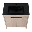 30 Inch Freestanding Bathroom Vanity with Black Ceramic Sink & 2 Soft-Close Cabinet Doors (BVB02430PLO-BL9075BK),W1286S00019